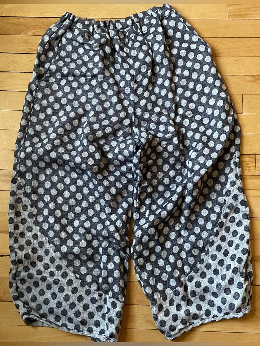 Gray Wide Leg Polka Dot Pants